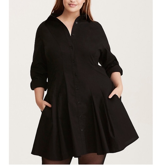 torrid Dresses & Skirts - Torrid Black Poplin Fluted Shirtdress — 2X